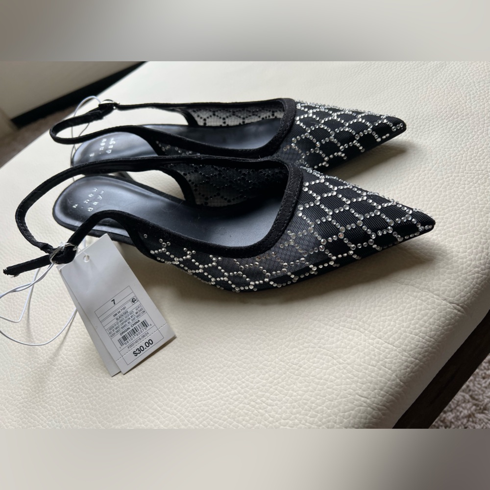 NWT size 7 a new day Black Sequin Mesh Heels